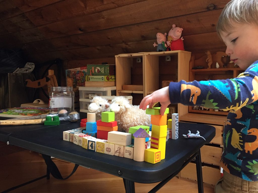 Child playing with blocks.